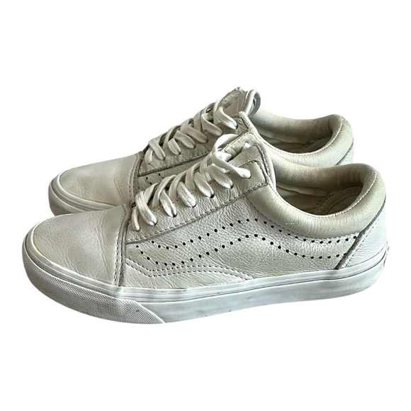 VANS Old Skool Reissue White Leather Sneakers Sport Skateboarding Sneakers Shoes - Picture 6 of 10